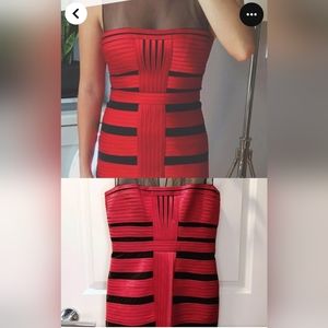 BCBG MAX AZRIA Brenda sheer paneled evening dress in Jewel Red Sz 4- Stunner!